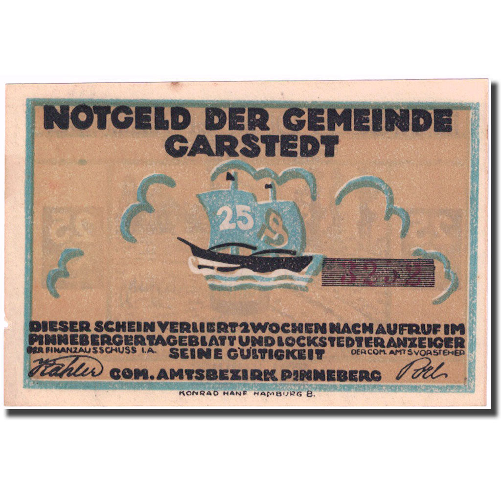 Banknote, Germany, Garstedt, 25 Pfennig, agriculteur, 1921, UNC(63), Mehl:408.1a