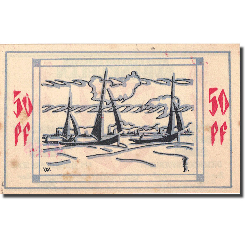 Banknote, Germany, Bullenkuhlen 50 Pfennig Bateau 3, 1921 UNC(60-62) Mehl 206.2a