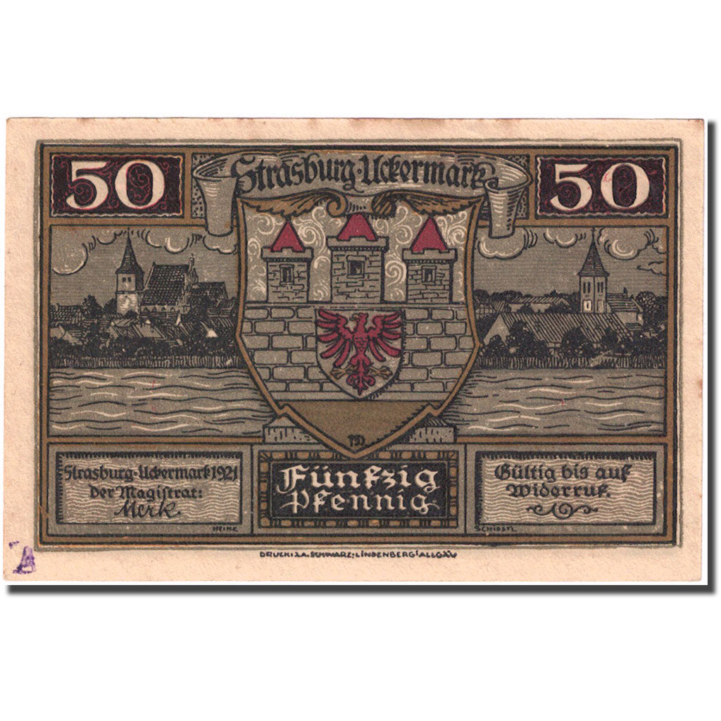 Banknote, Germany, Strasburg, 50 Pfennig, Maison, 1921, AU(55-58), Mehl:1280.1b