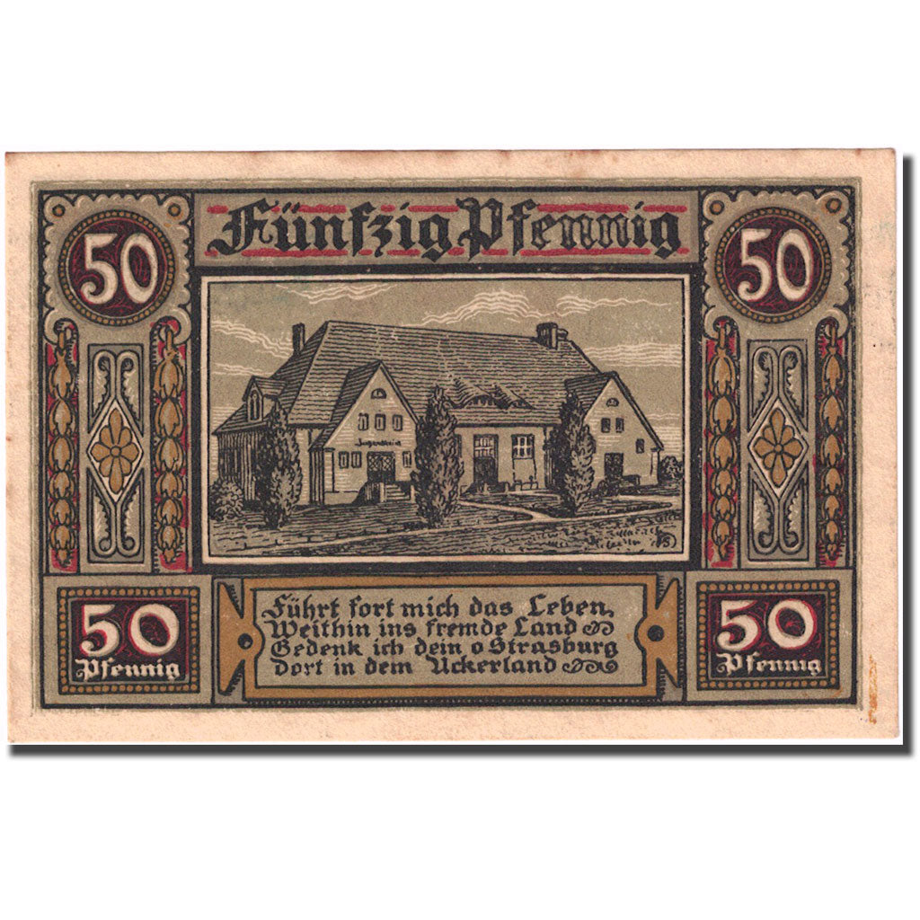 Banknote, Germany, Strasburg, 50 Pfennig, Maison, 1921, AU(55-58), Mehl:1280.1b