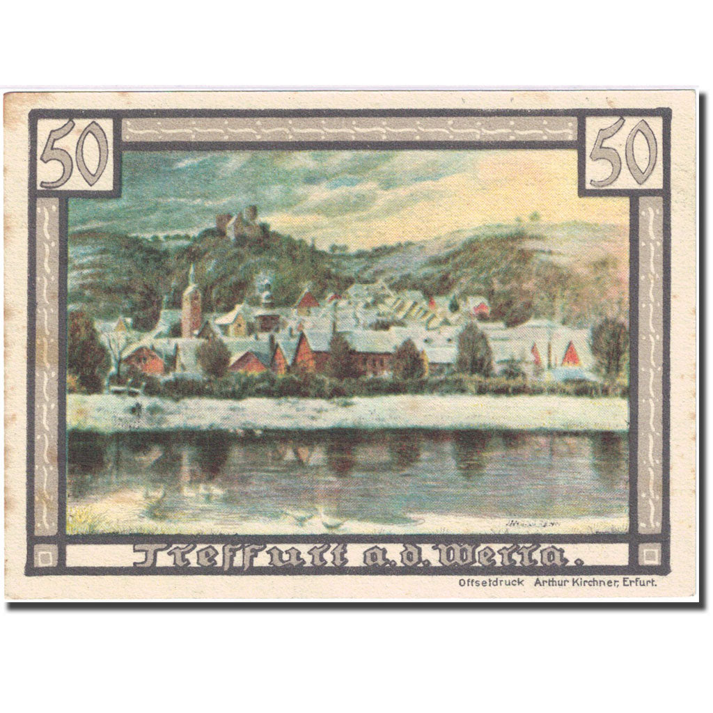 Geldschein, Deutschland, Treffurt 50 Pfennig village 1922-04-01 UNZ- Mehl 1338.2