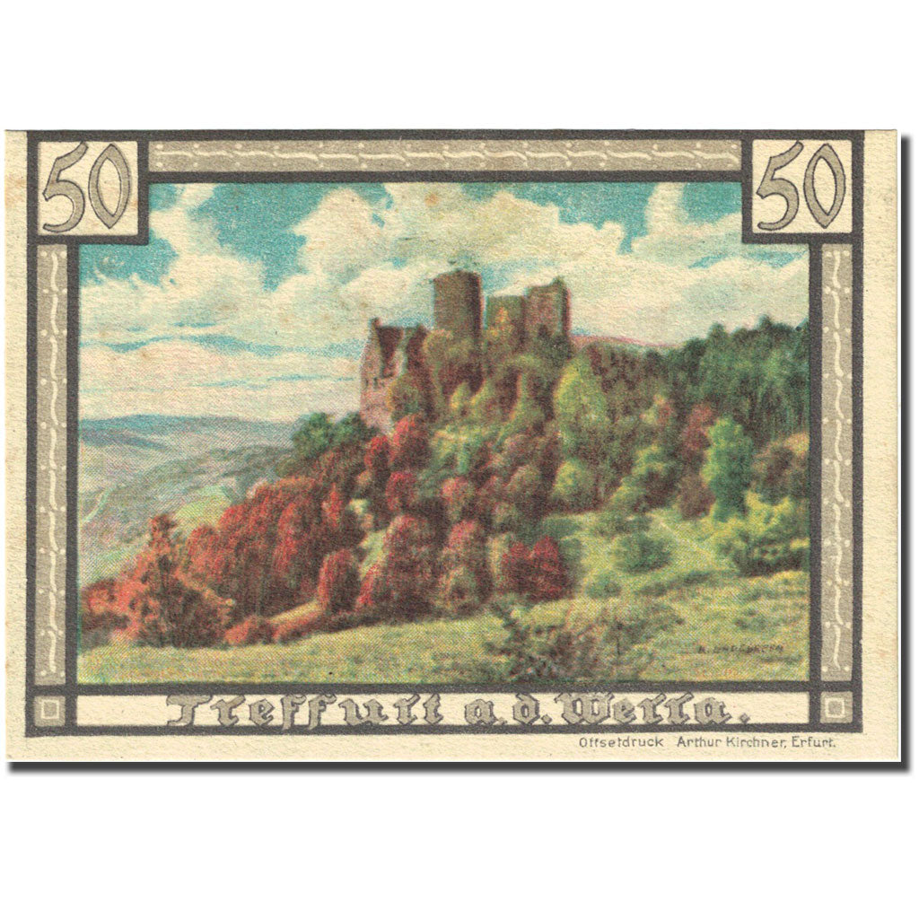 Banknote, Germany, Treffurt, 50 Pfennig, château 1922-04-01 UNC(63) Mehl 1338.2