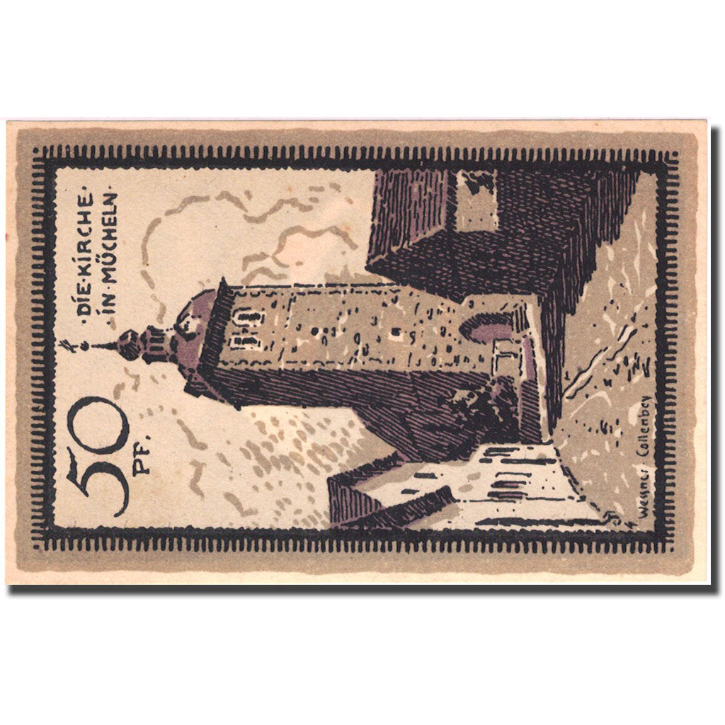 Banknote, Germany, Mücheln, 50 Pfennig, Eglise 1921-07-01 UNC(63) Mehl 902.1