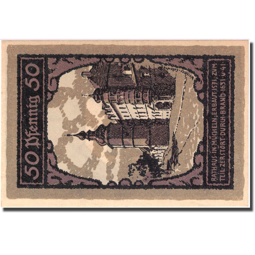 Banknote, Germany, Mücheln, 50 Pfennig, mairie 1921-07-01 UNC(63) Mehl 902.1