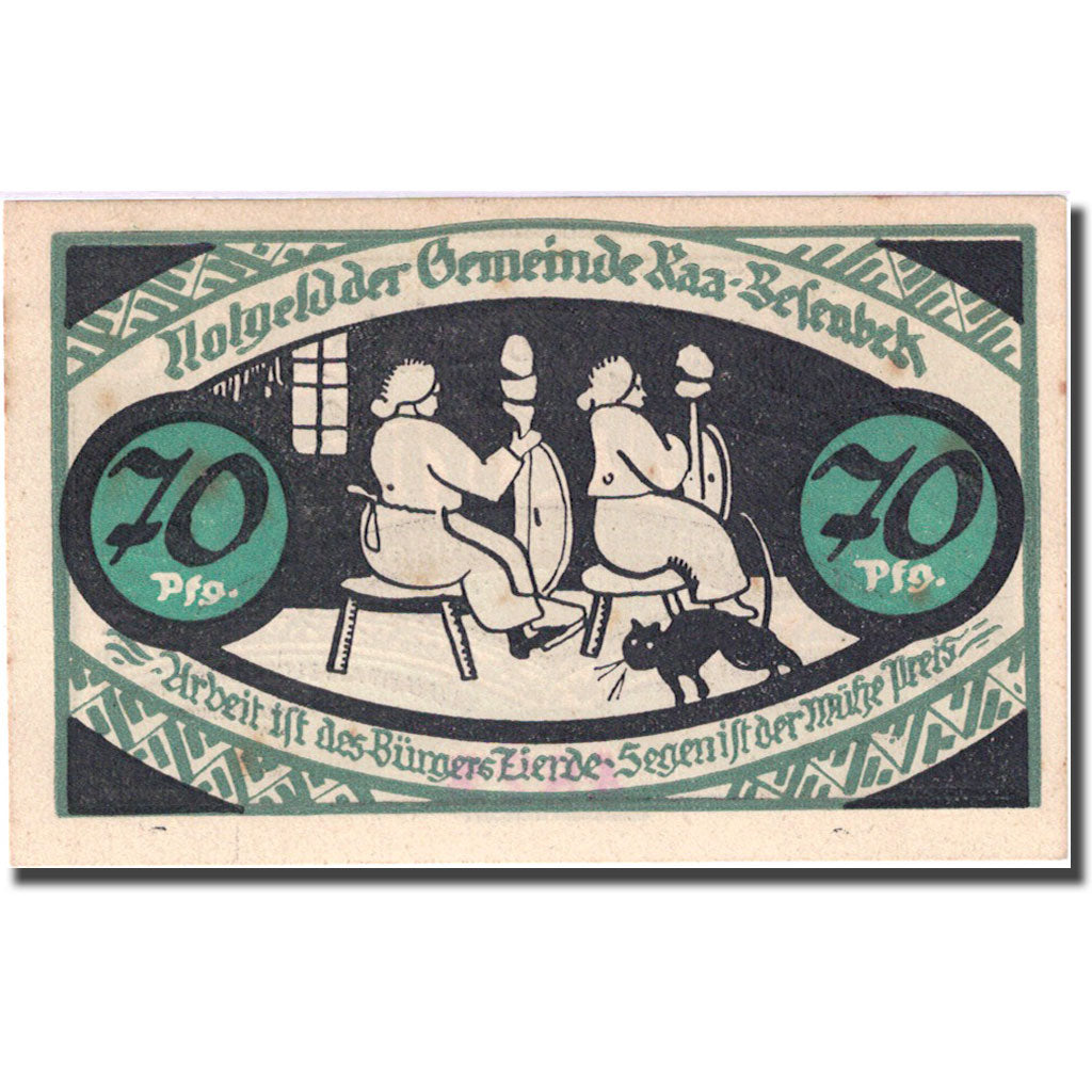 Banknote, Germany, Kurzenmoor, 70 Pfennig, fileur, 1921 UNC(63) Mehl 751.1a