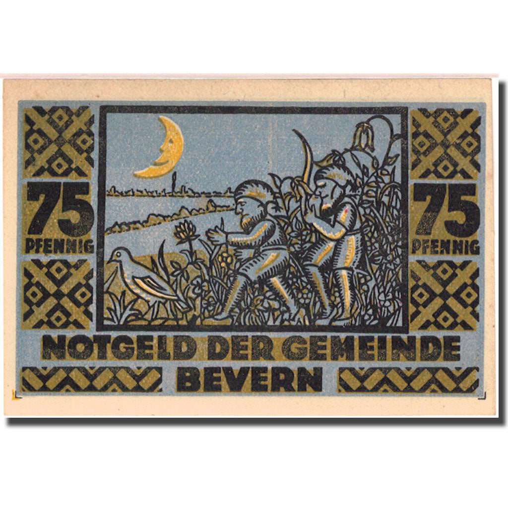Banknote, Germany, Bevern, 75 Pfennig, oiseau 1921-12-31, UNC(63) Mehl 97.1a