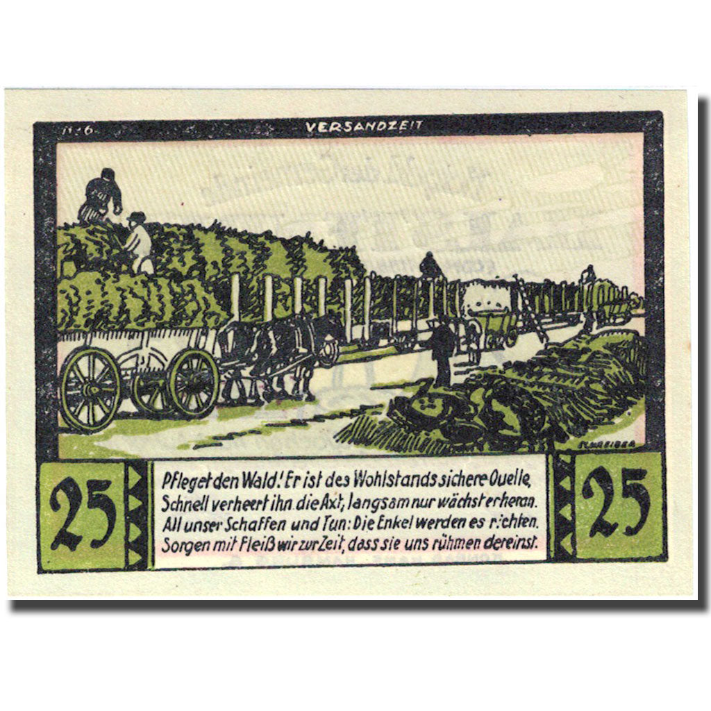 Banknote, Germany, Halstenbek, 25 Pfennig agriculteur, 1921, UNC(63) Mehl 513.1a