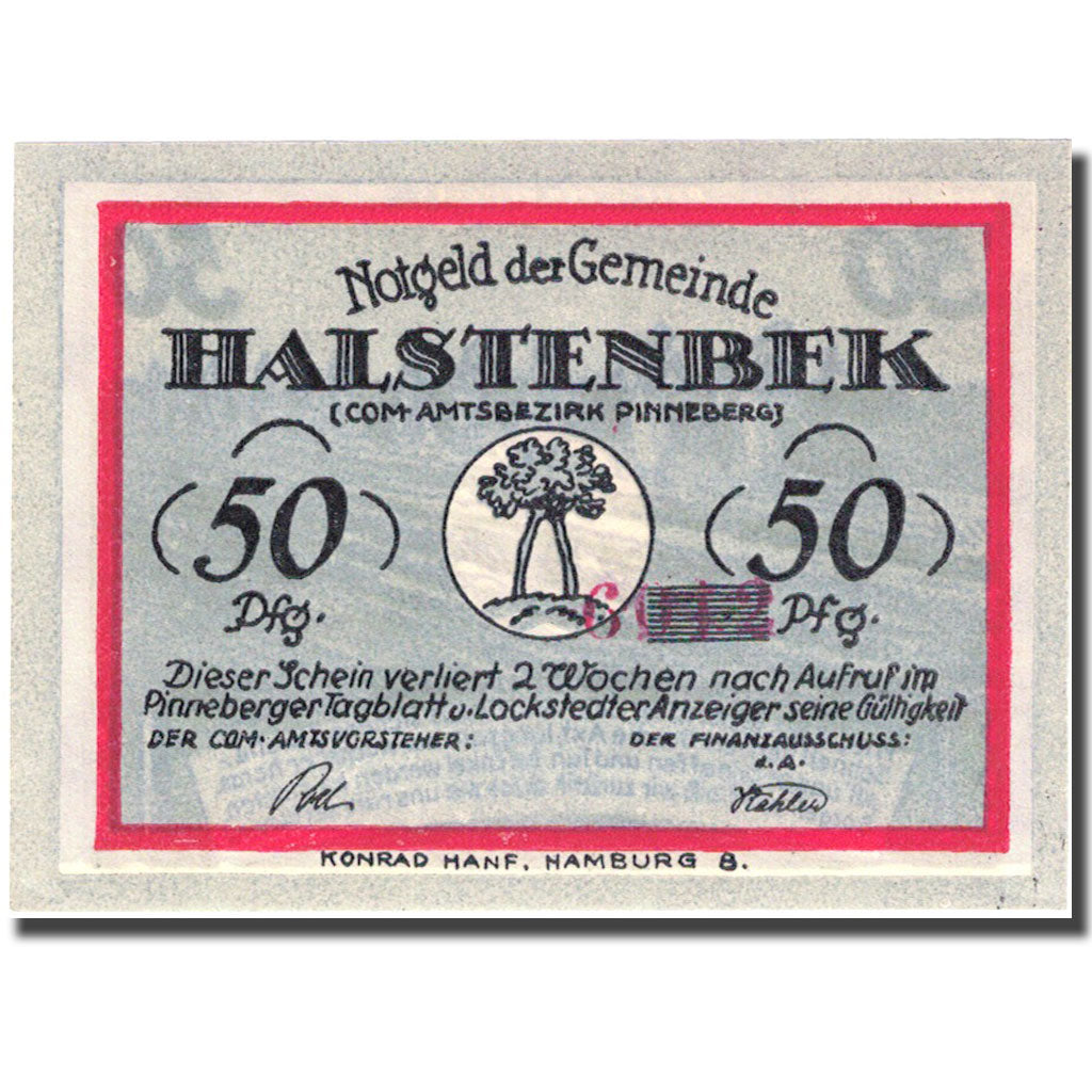 Banknote, Germany, Halstenbek 50 Pfennig Agriculteur 1, 1921 UNC(63) Mehl 513.1a