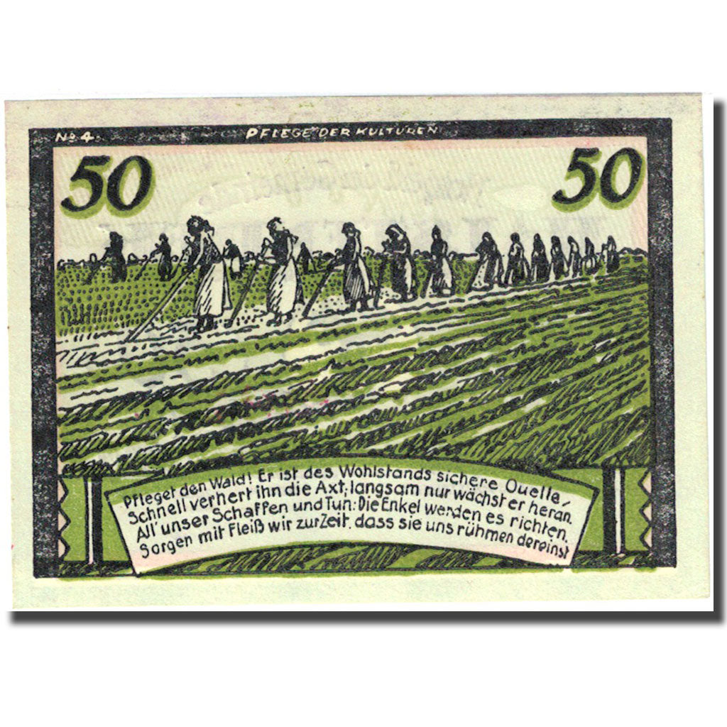 Banknote, Germany, Halstenbek 50 Pfennig Agriculteur 1, 1921 UNC(63) Mehl 513.1a