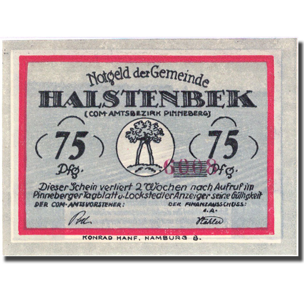 Banknote, Germany, Halstenbek, 75 Pfennig, champs 1, 1921, UNC(63), Mehl:513.1a