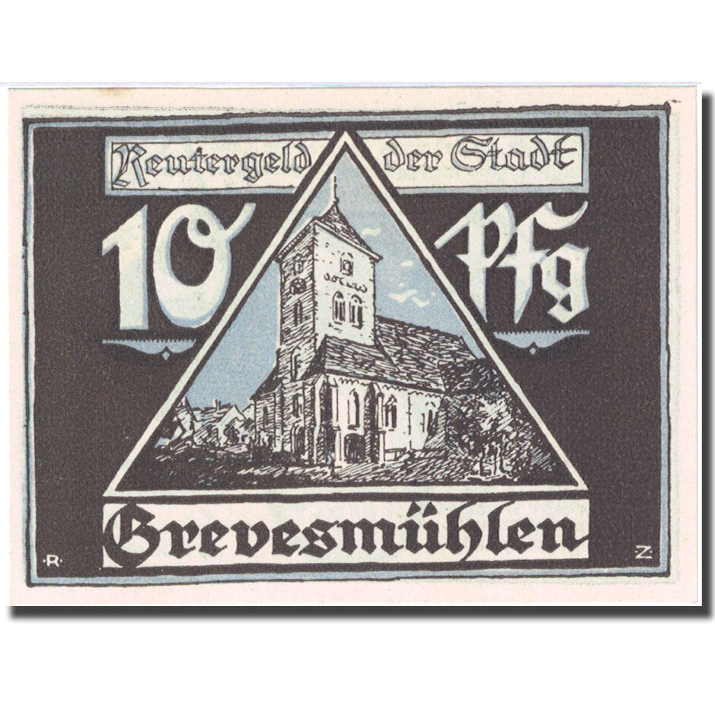 Banknote, Germany, Grevesmühlen, 10 Pfennig, Eglise 1922 UNC(63) Mehl 473.2