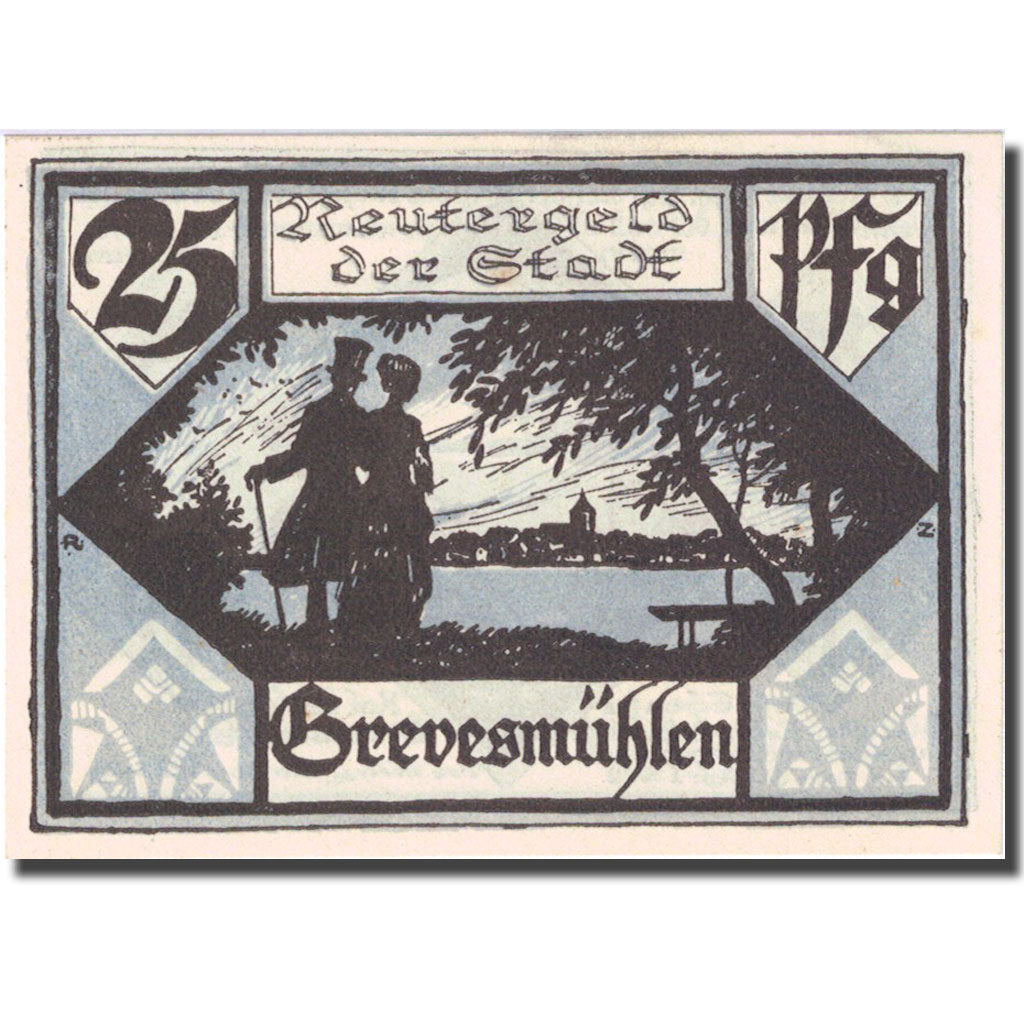 Banknote, Germany, Grevesmühlen, 25 Pfennig, personnage, 1922 UNC(63) Mehl 473.2
