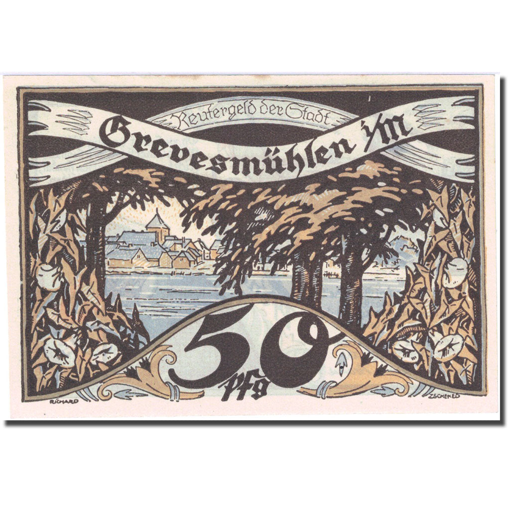 Banknote, Germany, Grevesmühlen, 50 Pfennig, Forêt, 1922 UNC(63) Mehl 473.2
