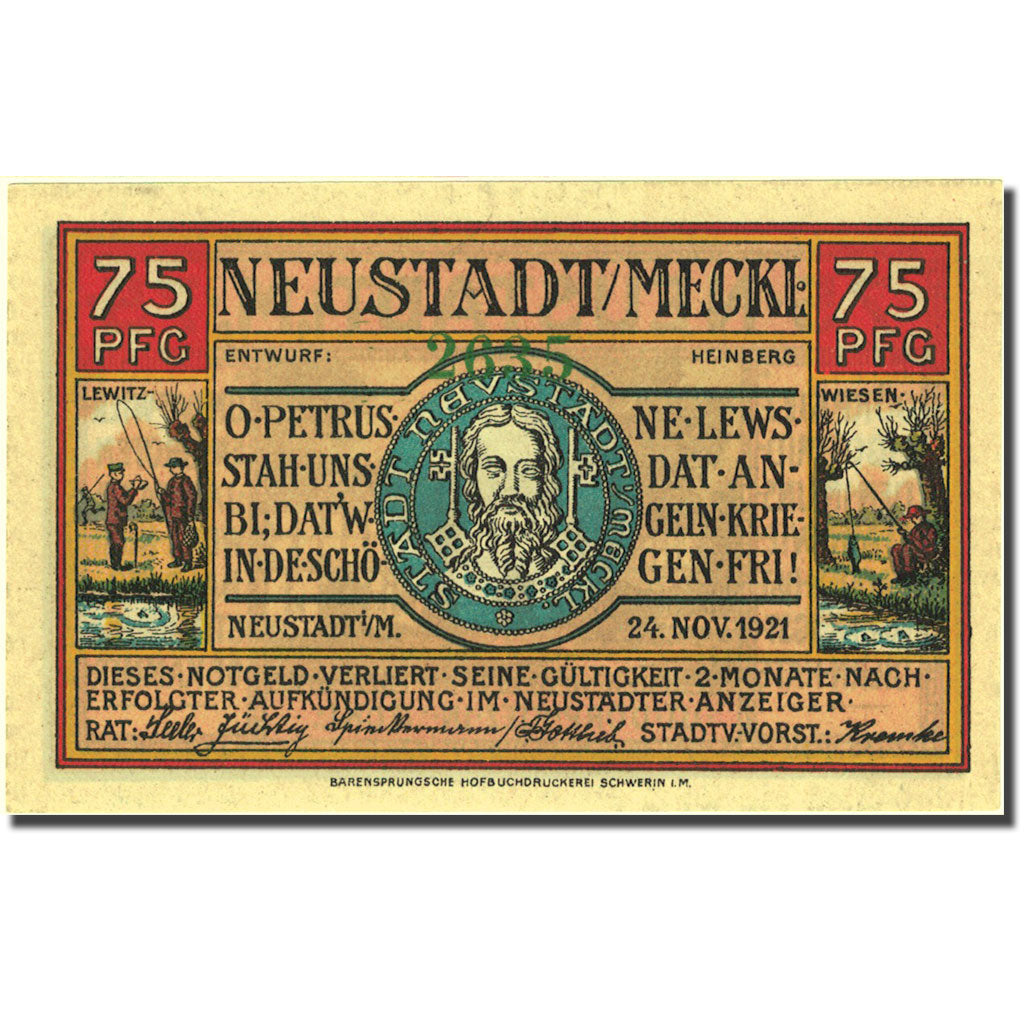 Banknote, Germany, Neustadt, 75 Pfennig, Maison, 1921 UNC(63) Mehl 962.1a