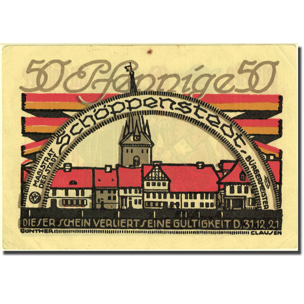 Billete, Alemania, Schoppenstedt, 50 Pfennig, personnage, 1921 EBC Mehl 1199.1a