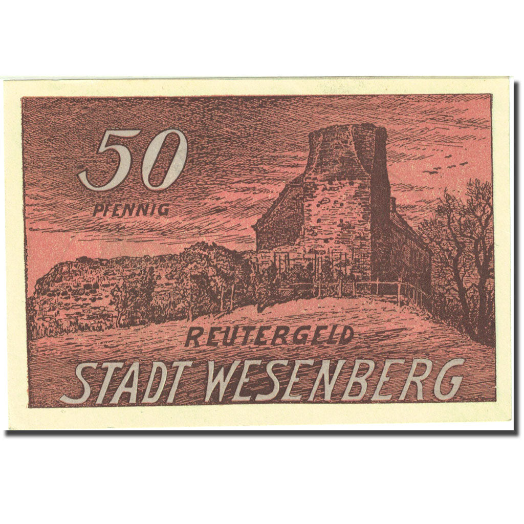 Banknote, Germany, Wesenberg, 50 Pfennig, château 1922-05-31 UNC(63) Mehl 1410.2