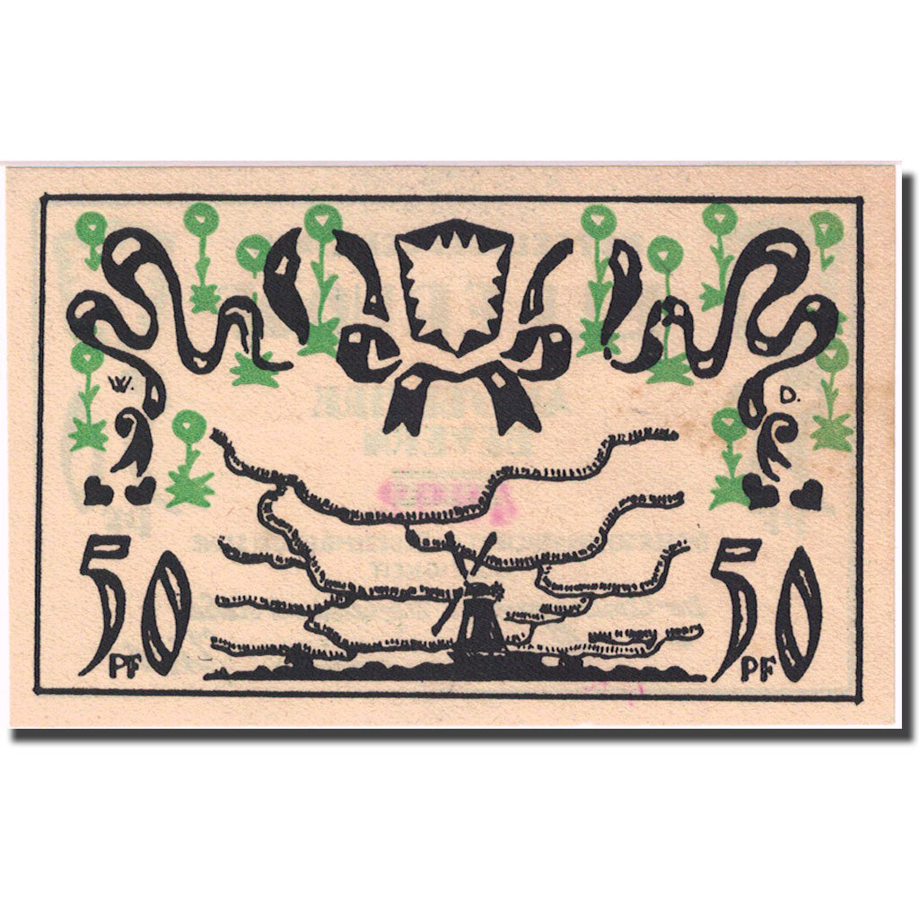 Geldschein, Deutschland, Ellerhoop, 50 Pfennig, moulin 1921 UNZ- Mehl 330.1a