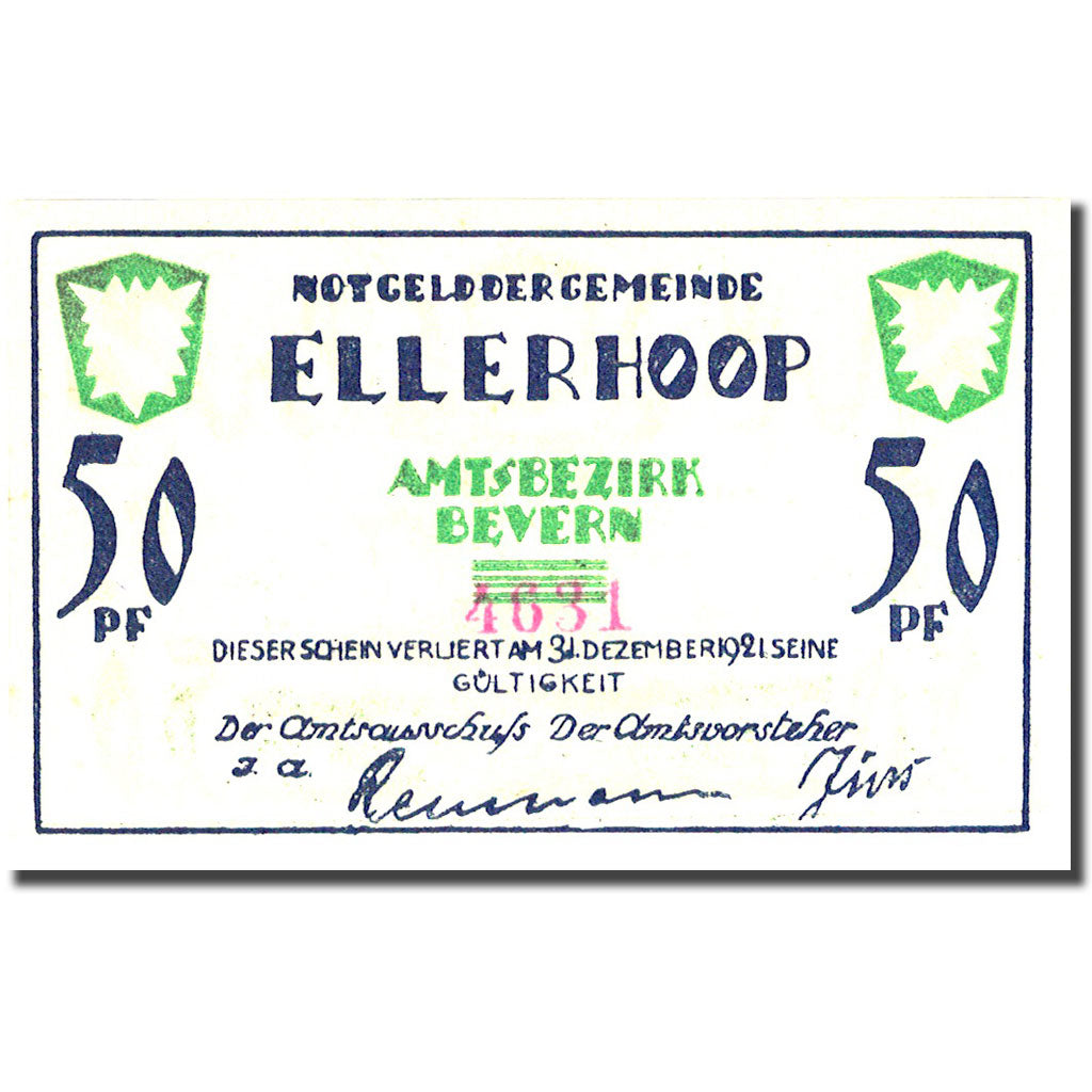 Banconote, Germania, Ellerhoop, 50 Pfennig, bateau, 1920 SPL Mehl 330.1a