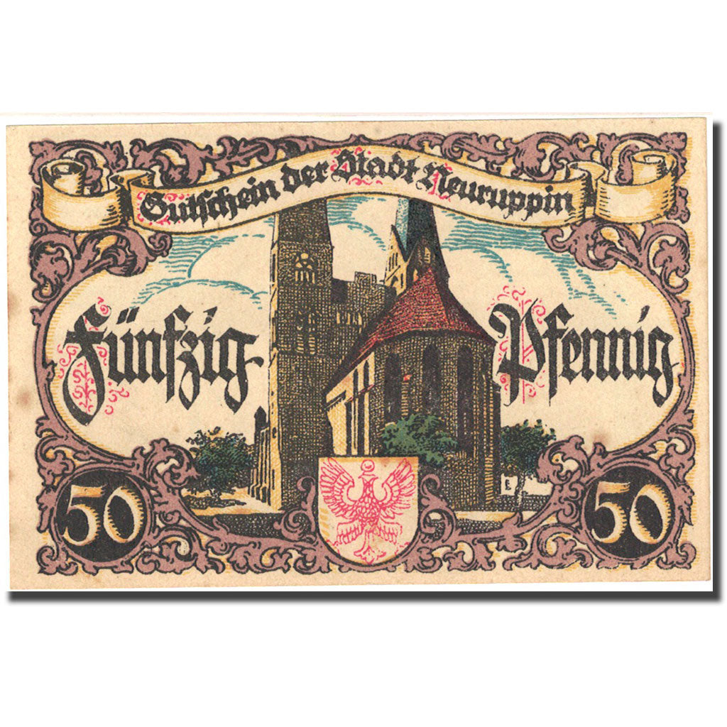 Billet, Allemagne, Neuruppin, 50 Pfennig, Eglise, 1921, SPL, Mehl:959.1