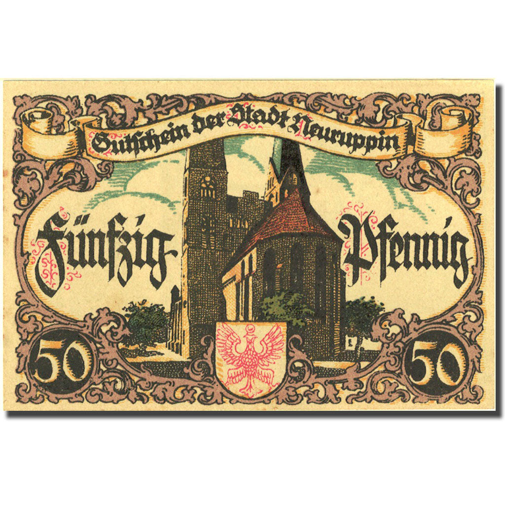 Banknote, Germany, Neuruppin, 50 Pfennig, Eglise 1, 1921, UNC(63), Mehl:959.1