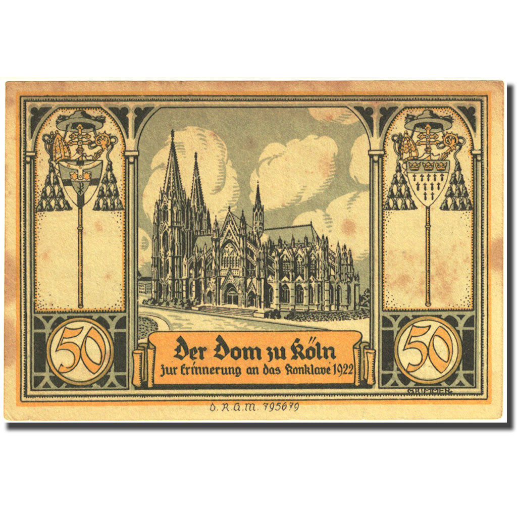 Banknote, Germany, Glogau, 50 Pfennig, Eglise 1, 1922, AU(55-58), Mehl:438.1