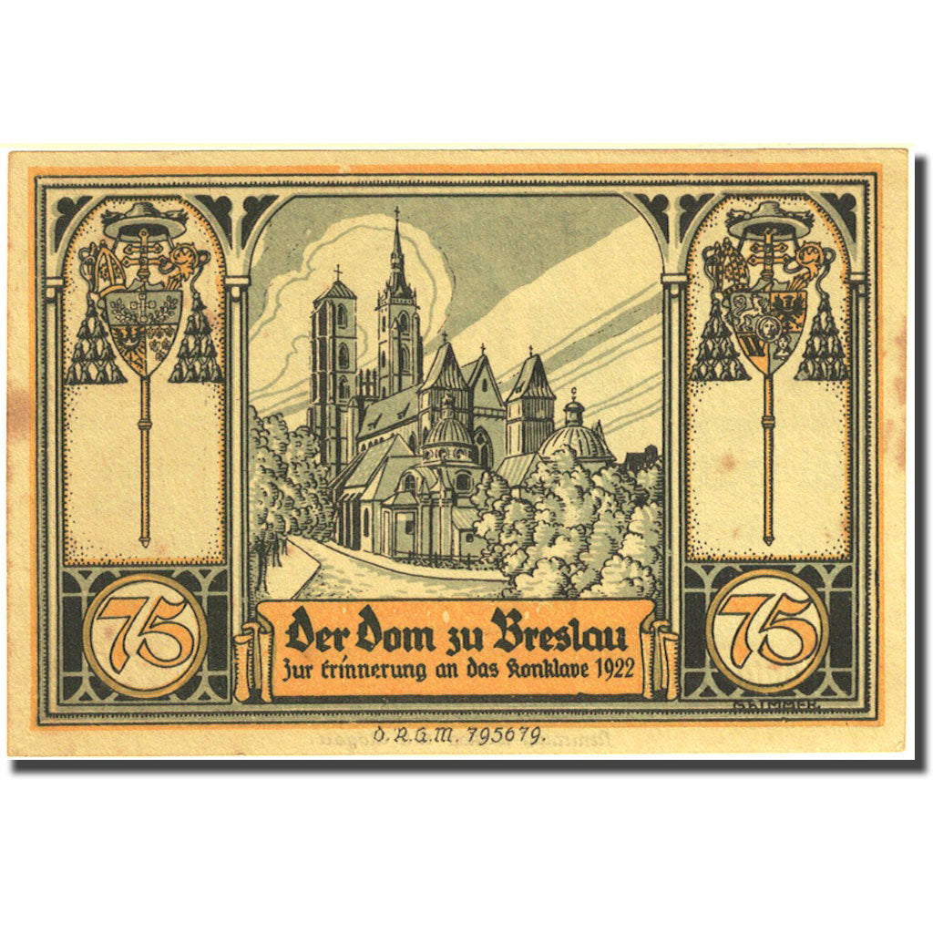 Banconote, Germania, Glogau, 75 Pfennig, eglise 2, 1922, SPL-, Mehl:438.1