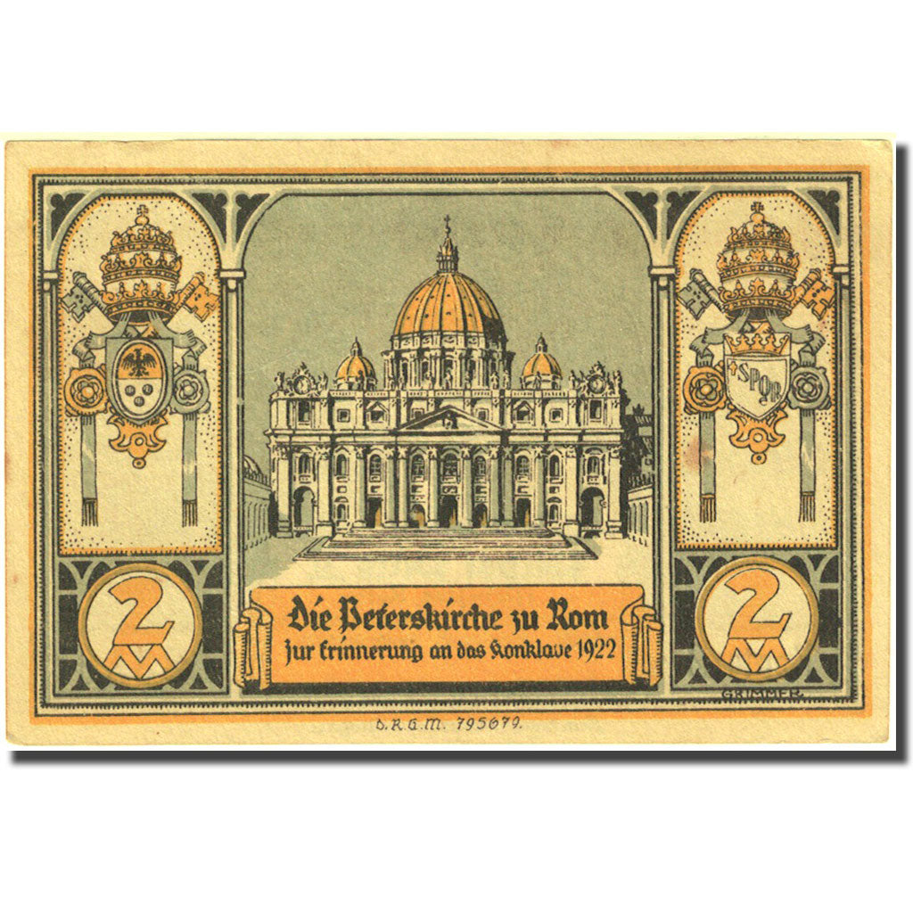 Banknote, Germany, Glogau, 2 Mark, église 4, 1922, UNC(63), Mehl:438.1