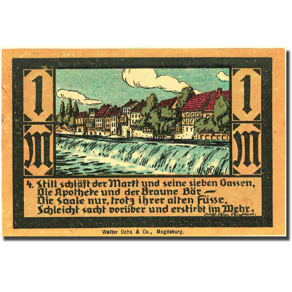 Banknote, Germany, Calbe, 1 Mark, fleuve, 1921, UNC(63), Mehl:213.1