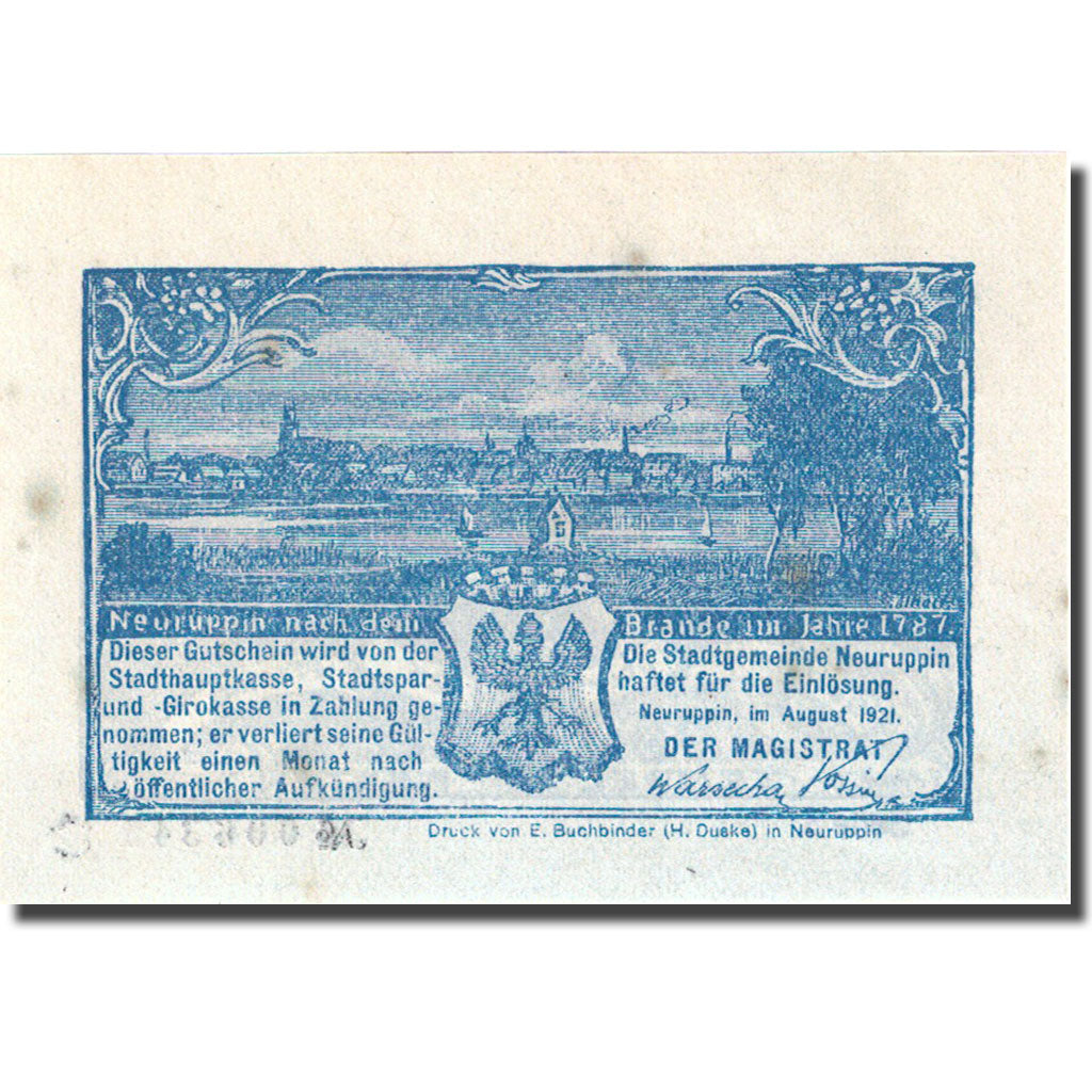 Banconote, Germania, Neuruppin, 25 Pfennig, Monument, 1921, SPL-, Mehl:959.3