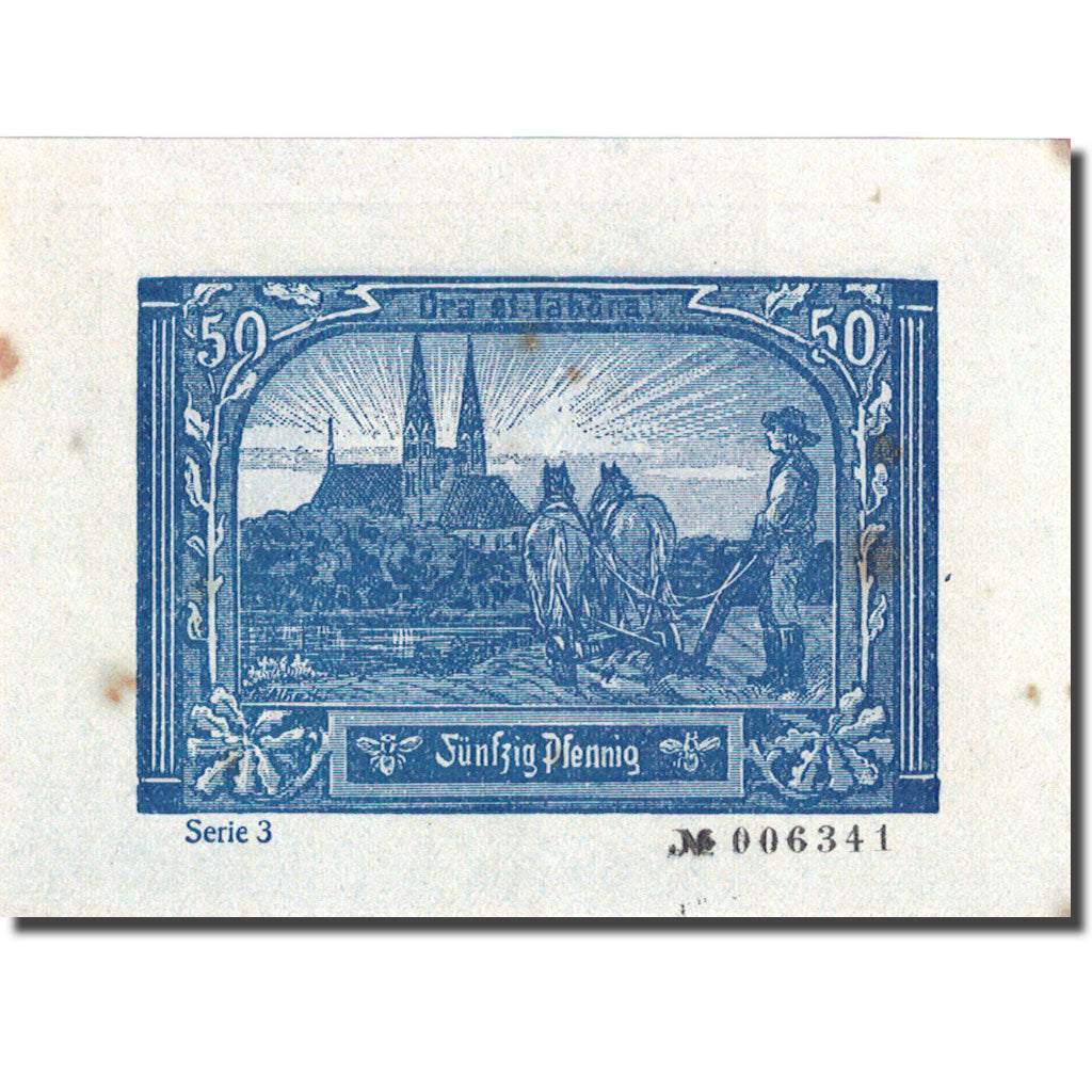 Banconote, Germania, Neuruppin, 50 Pfennig, Agriculteur 1, 1921, SPL- Mehl 959.3