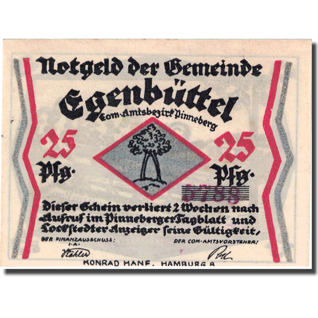 Banconote, Germania, Egenbüttel, 25 Pfennig, centre de tir, 1921, SPL Mehl 308.1
