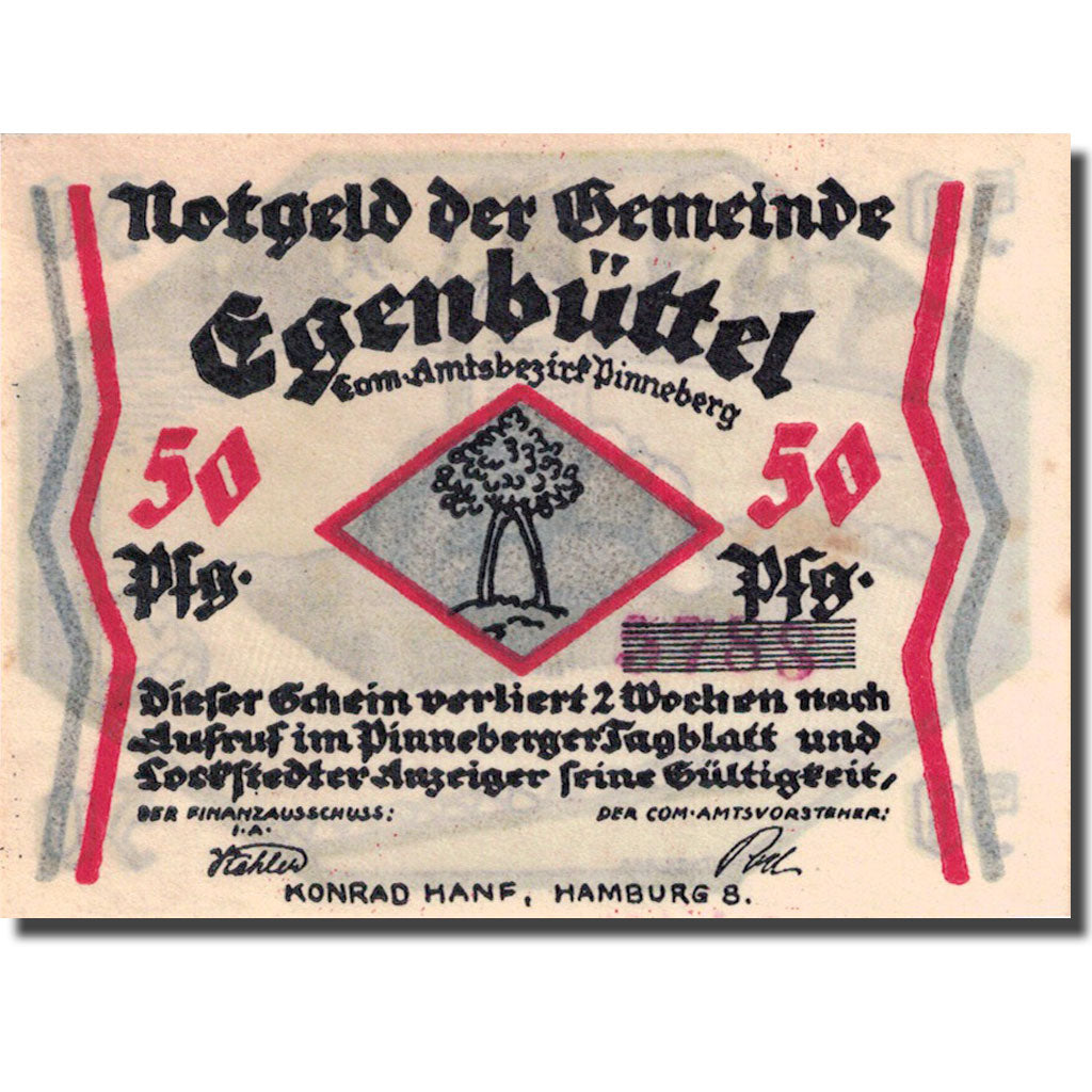 Banknote, Germany, Egenbüttel, 50 Pfennig, Monument, 1921, UNC(63), Mehl:308.1