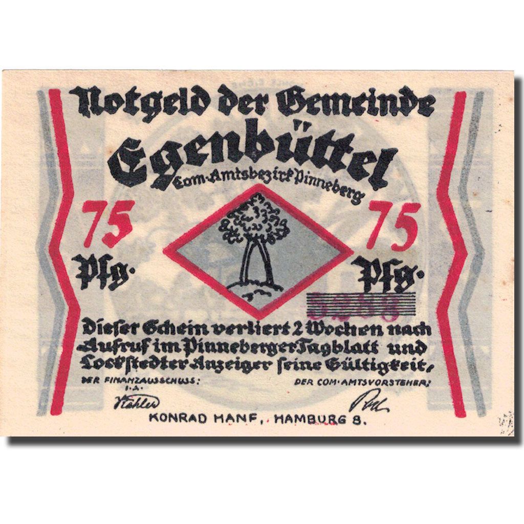 Banknote, Germany, Egenbüttel, 75 Pfennig, caserne, 1921, UNC(63), Mehl:308.1
