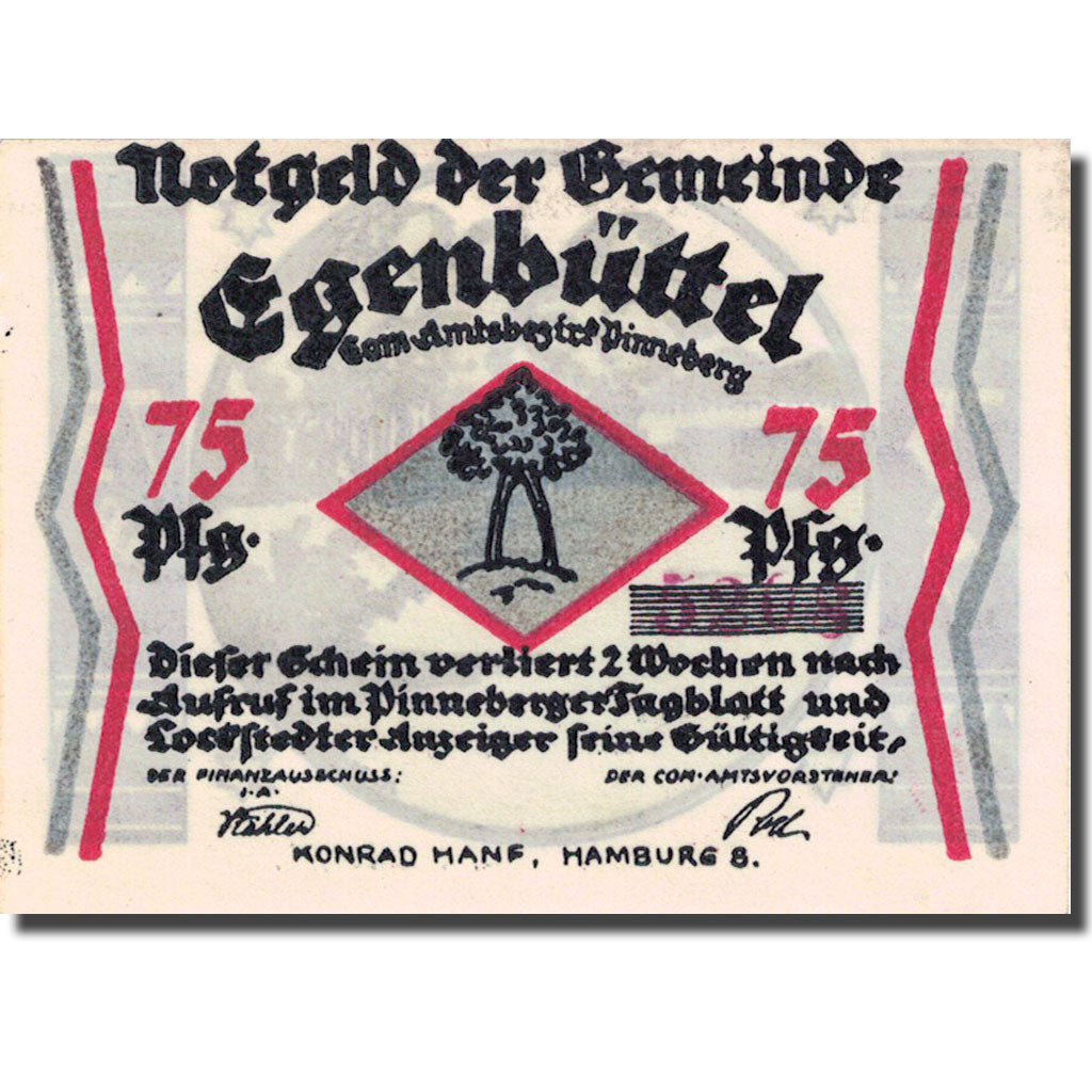 Banknote, Germany, Egenbüttel, 75 Pfennig, champs, 1921, UNC(63), Mehl:308.1
