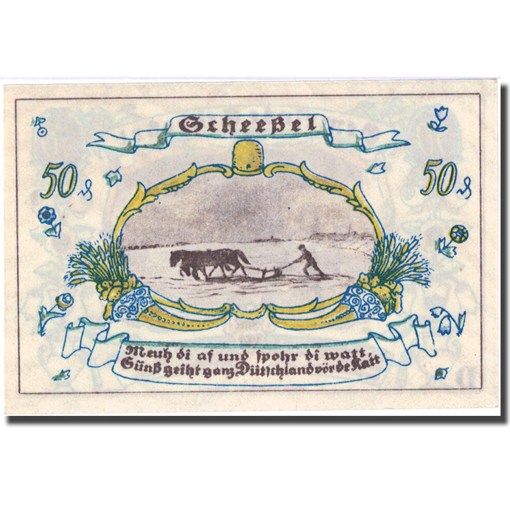 Geldschein, Deutschland, Scheessel 50 Pfennig agriculteur 1921 UNZ- Mehl 1174.1a