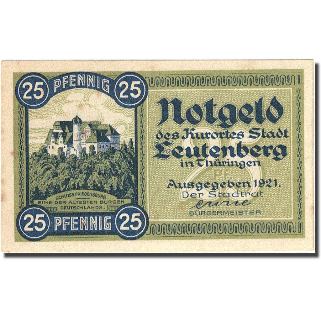 Banknote, Germany, Leutenberg, 25 Pfennig, Blason, 1921, UNC(63), Mehl:796.1a