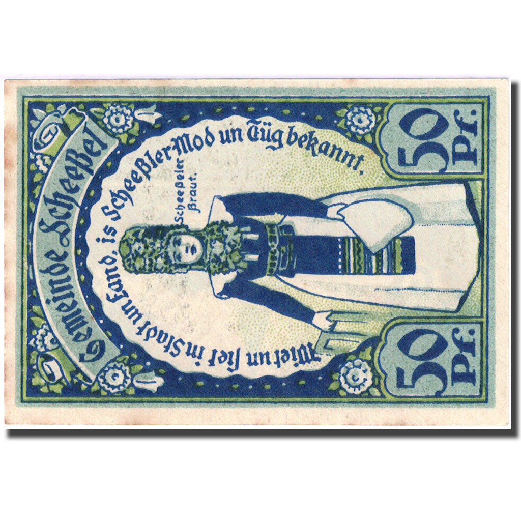 Banknote, Germany, Scheessel, 50 Pfennig, personnage, 1921 UNC(63) Mehl 1174.2