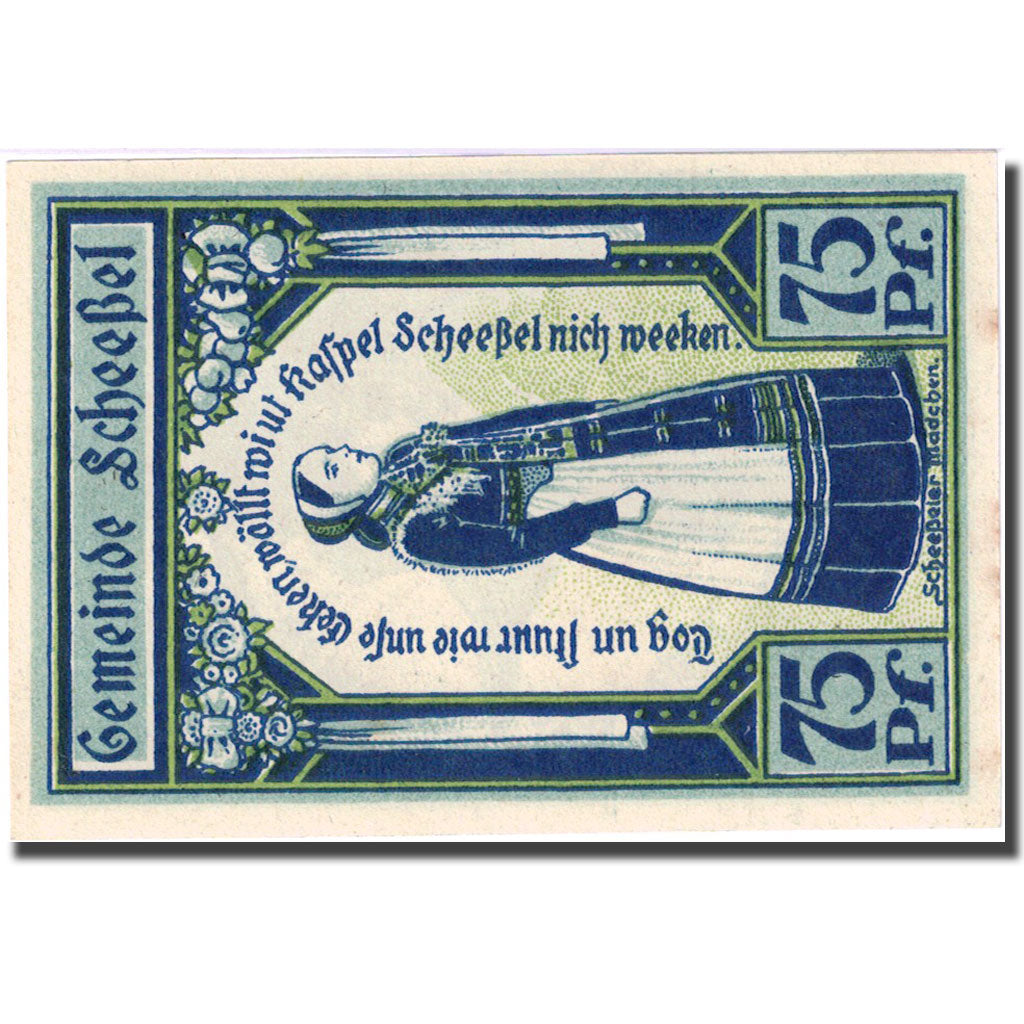 Banknote, Germany, Scheessel, 75 Pfennig, personnage 1, 1921 UNC(63) Mehl 1174.2