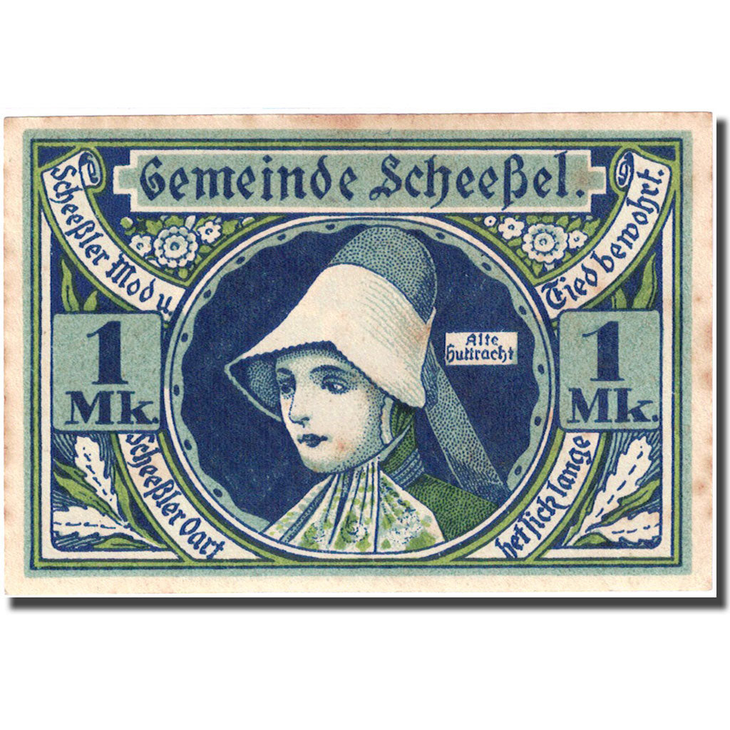 Banknote, Germany, Scheessel, 1 Mark, personnage 2, 1921 AU(55-58) Mehl 1174.2
