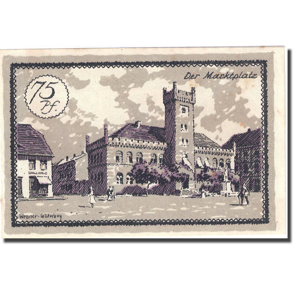 Banknote, Germany, Neustettin, 75 Pfennig, château, 1921 UNC(60-62) Mehl 968.1
