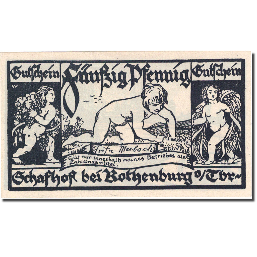 Banknote, Germany, Rothenburg, 50 Pfennig, personnage 2 UNC(63) Mehl 1141.1b