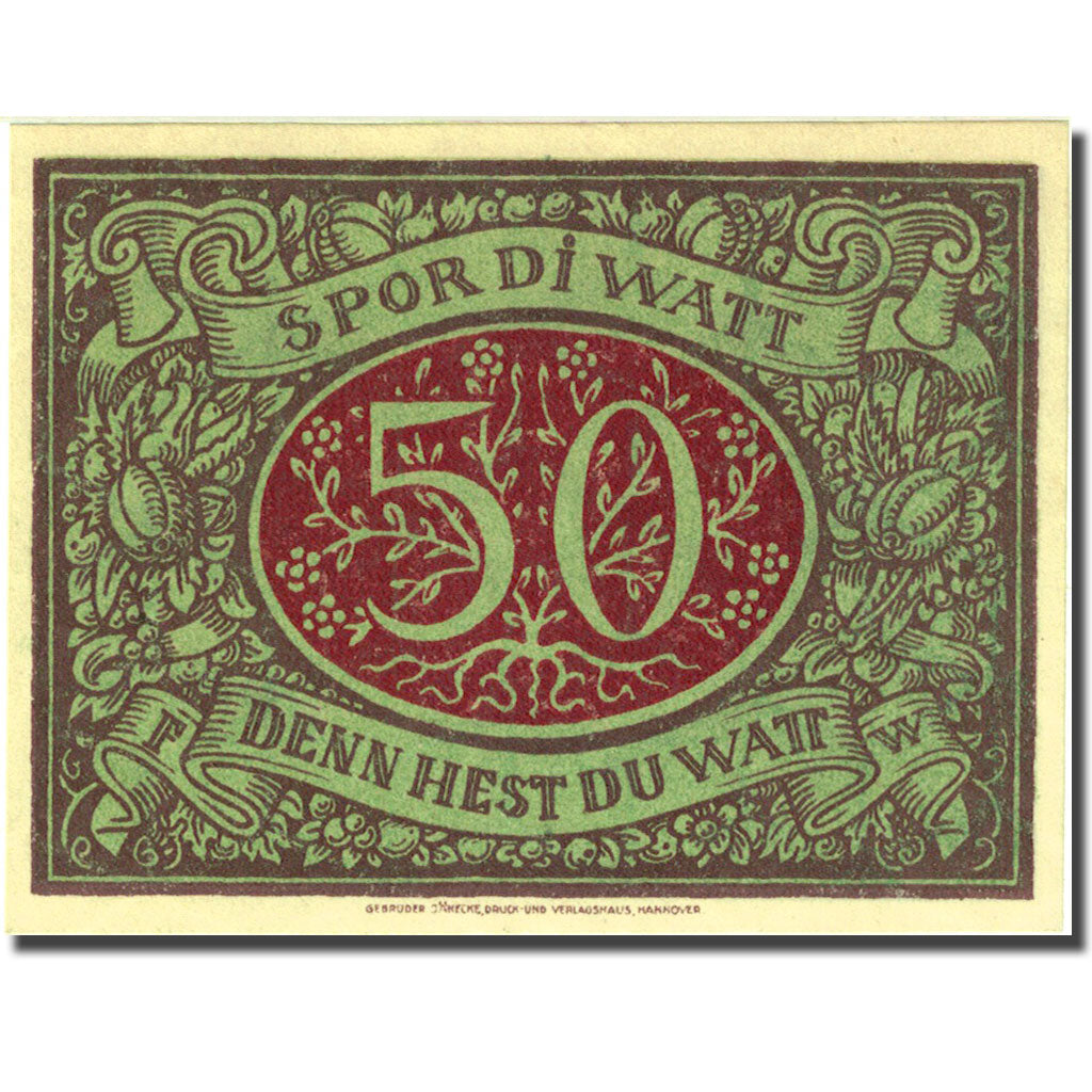Banknote, Germany Schneverdingen 50 Pfennig 1921 brown green UNC(63) Mehl 1193.2