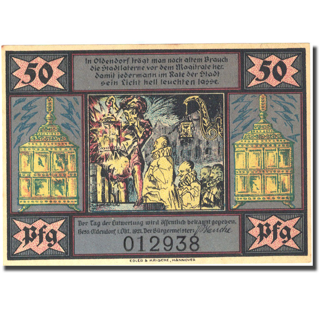 Banknote, Germany, Hessisch Oldendorf, 50 Pfennig 1921 UNC(63) Mehl 606.1
