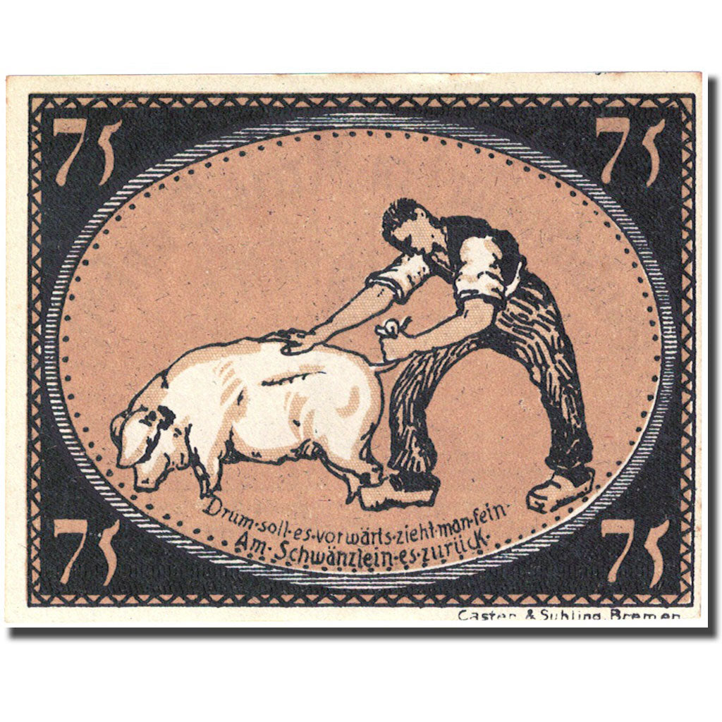 Geldschein, Deutschland, Diepholz, 75 Pfennig, personnage, 1921 VZ+ Mehl 273.4a