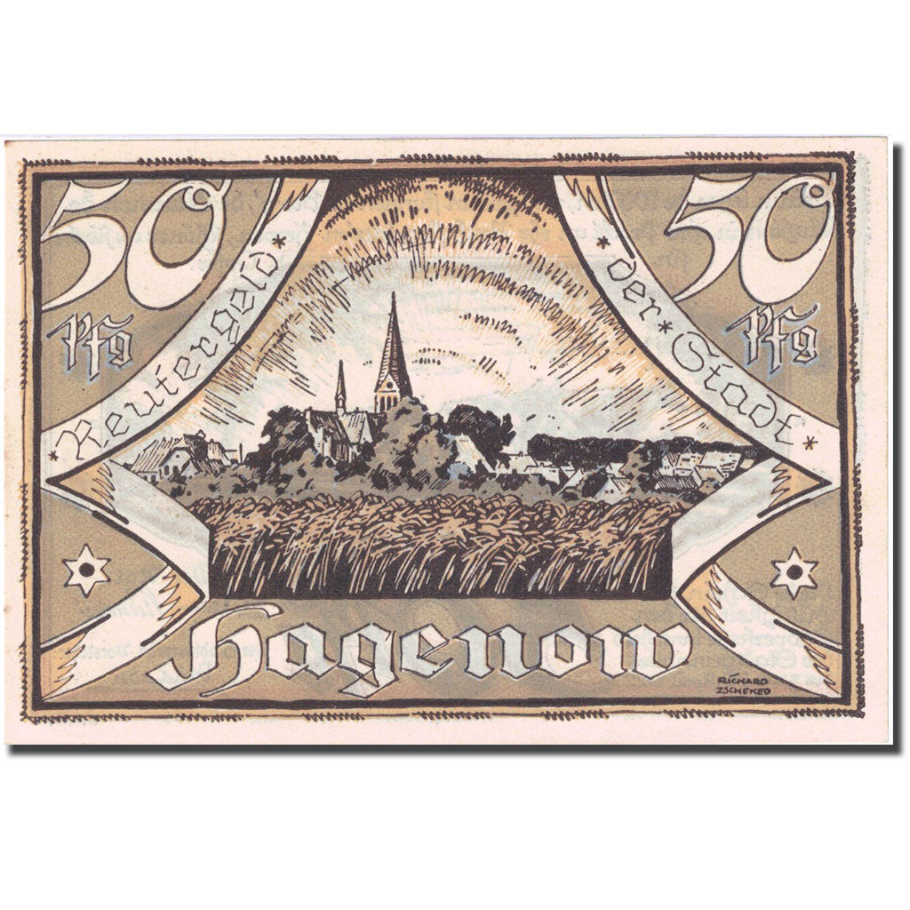 Geldschein, Deutschland, Hagenow, 50 Pfennig, agriculteur, 1922 UNZ- Mehl 500.2