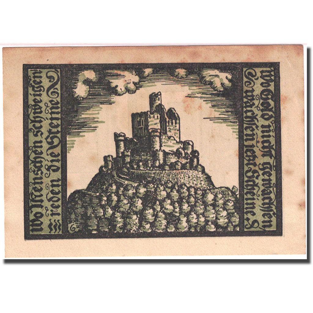 Billet, Allemagne, Schalkau, 50 Pfennig, château, 1921 vert SUP Mehl 1171.1