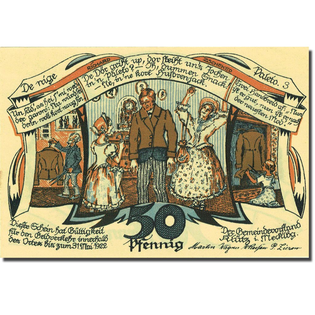 Geldschein, Deutschland, Klütz, 50 Pfennig, village 1922-05-31 UNZ- Mehl 709.1