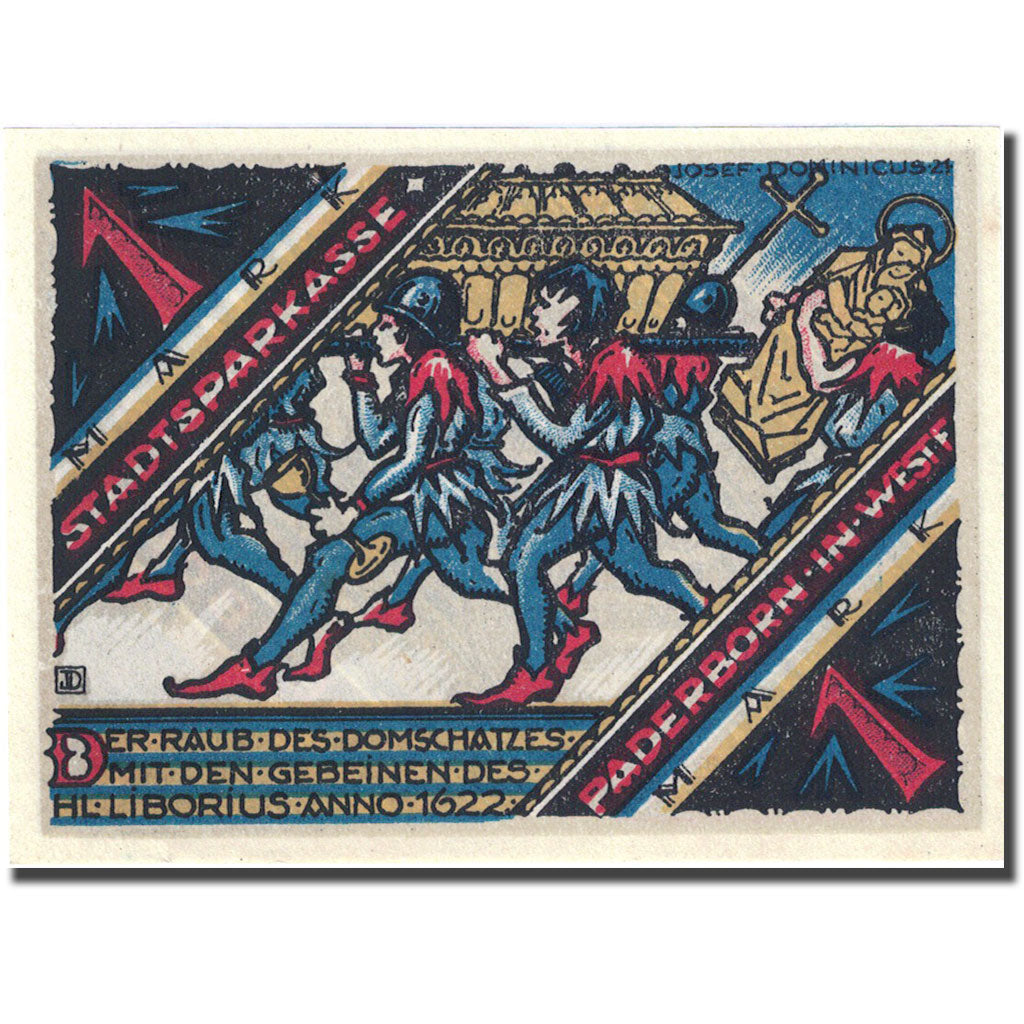 Banknote, Germany, Paderborn, 1 Mark, personnage 3, 1921 UNC(63) Mehl 1043.3