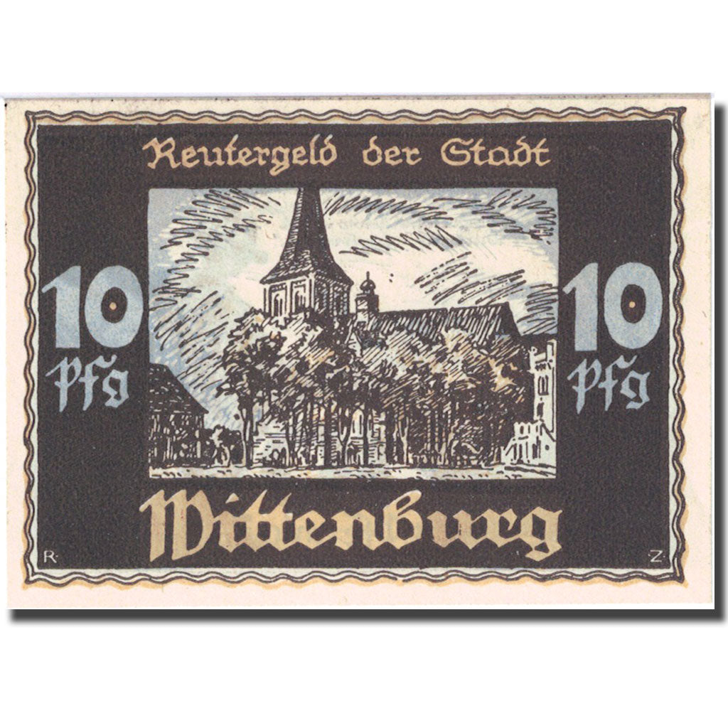 Geldschein, Deutschland, Wittenburg, 10 Pfennig, Eglise, 1922 UNZ- Mehl 1445.1