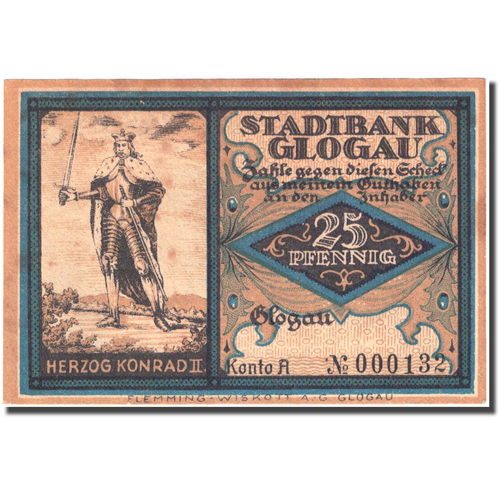 Banknote, Germany, Glogau, 25 Pfennig, Abbaye, 1922, UNC(63), Mehl:440.1a